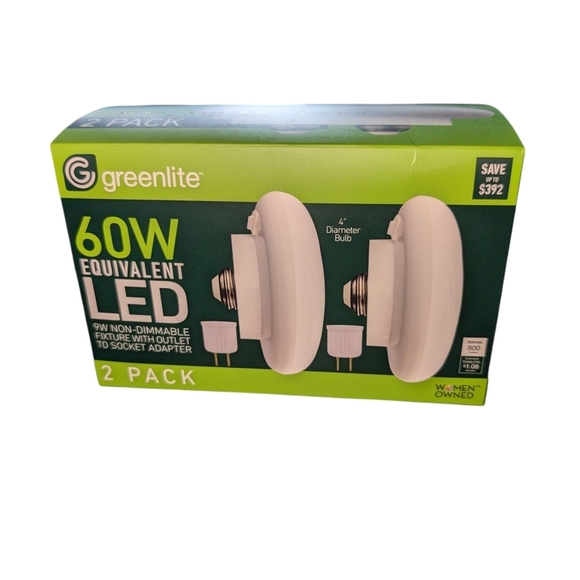 2pk LED 60W W/Bulbs & Adapters - Picture 1 of 7
